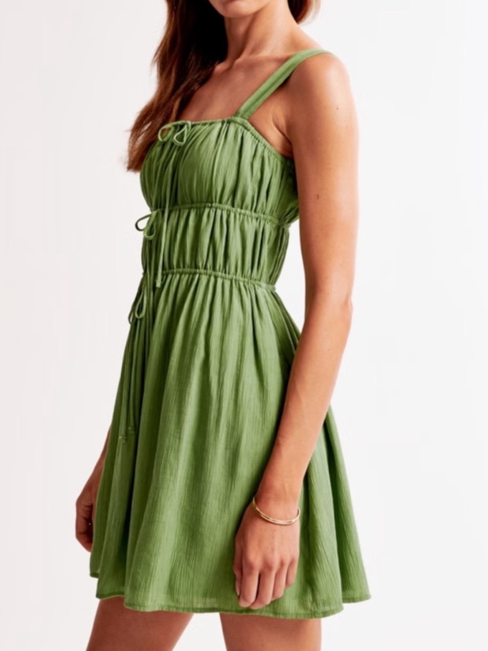 Abercrombie & Fitch Green Tie Front Mini Dress